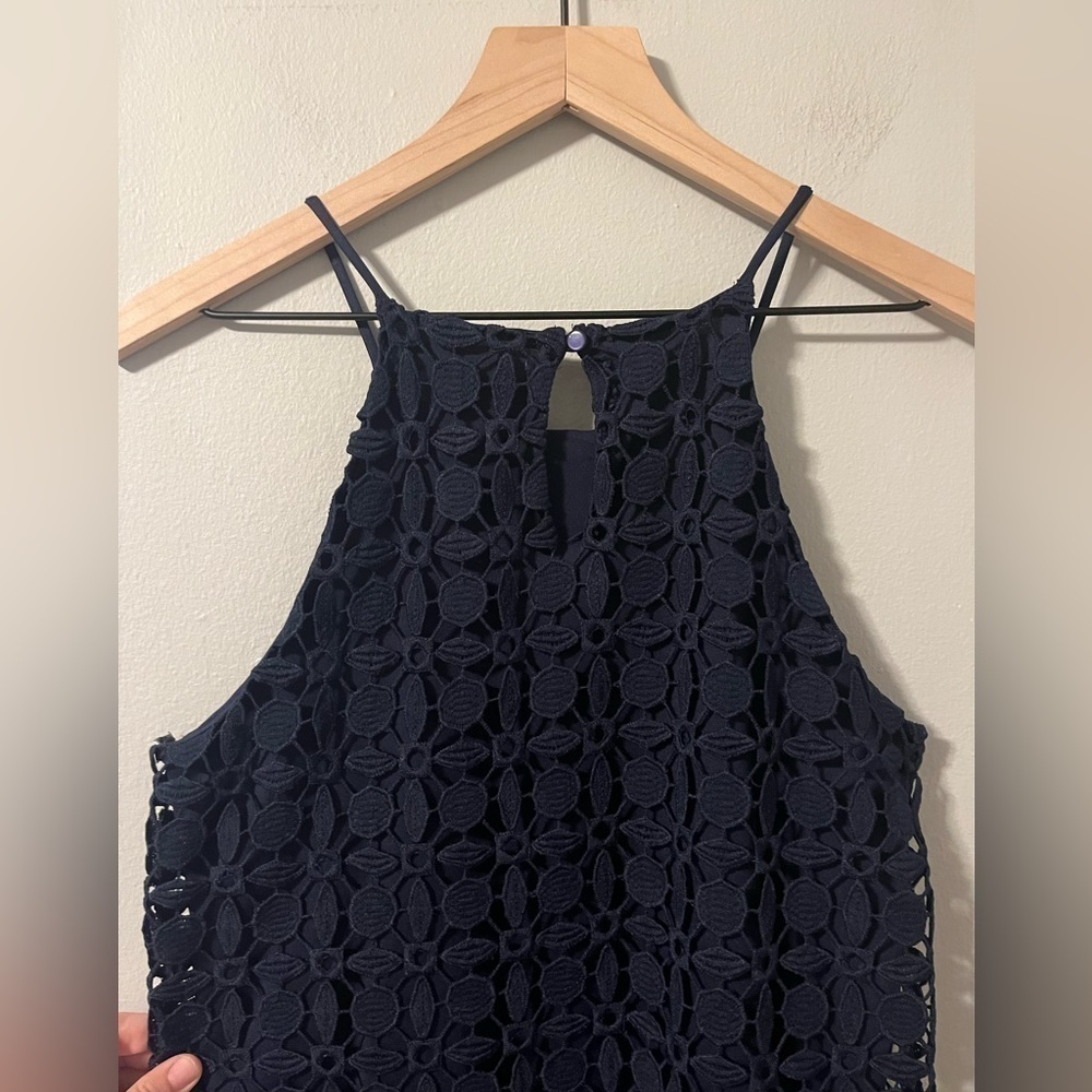 Monteau Lace Dress Navy Blue Lined Size Small - Picture 6 of 6